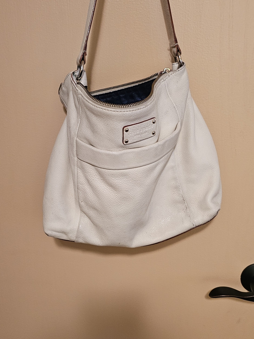 kate spade Cream Pebbled Leather Hobo Shoulder Bag